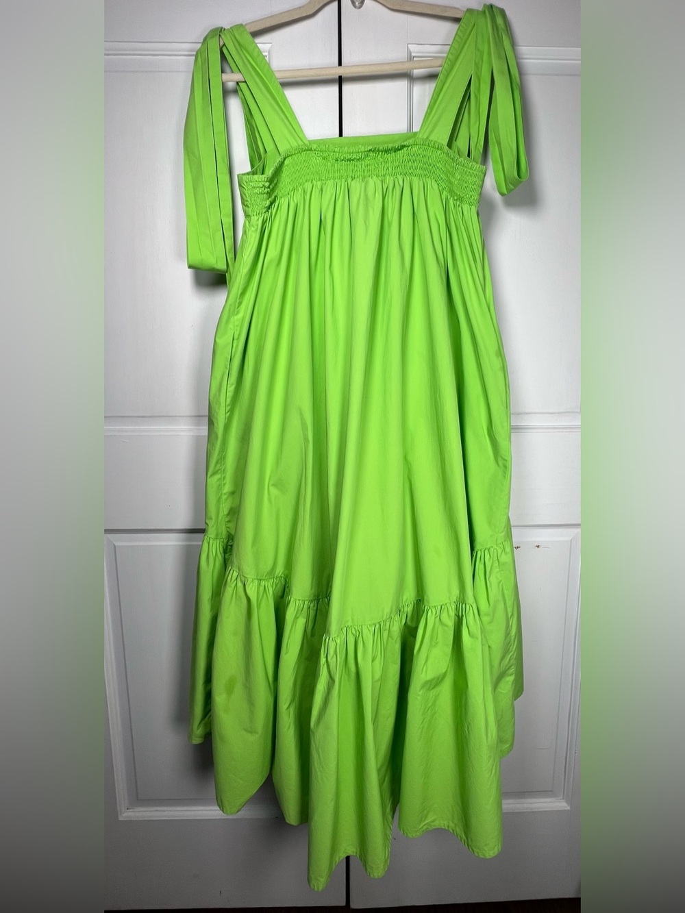 Christopher John Rogers Tie Strap High-Low Babydoll Dress Vibrant Green M - Picture 6 of 9